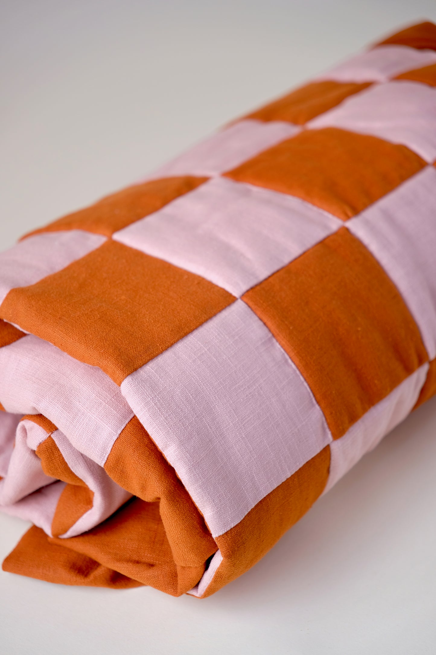Patchwork Quilted Blanket Pink